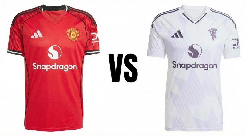 Domácí a venkovní dres Manchester United vedle sebe – srovnání barev a designu